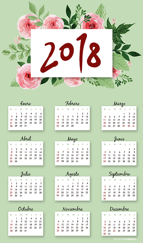 calendarios 2018 para imprimir