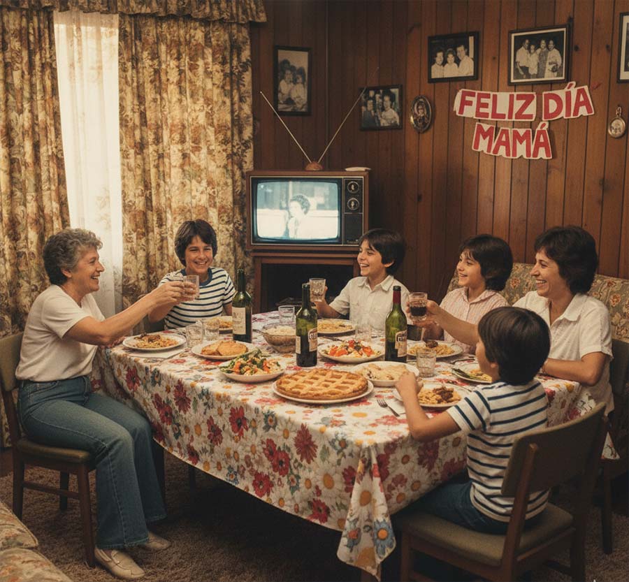 Escena del dia de la madre en Argentina en los 80