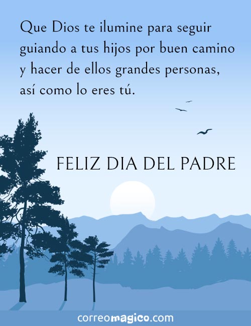 Tarjeta de Día del padre. Que Dios te ilumine , para compartir por  WhatsApp. diapadre-bosque