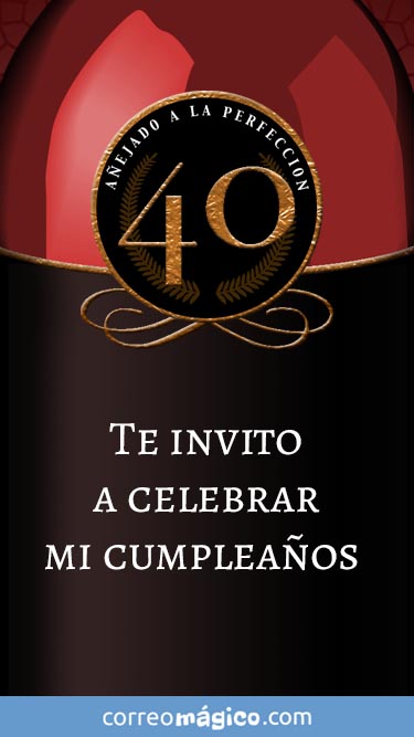 Tarjeta de Invitacion de Cumpleaos de 40 aos para whatsapp para enviar desde tu celular o computadora