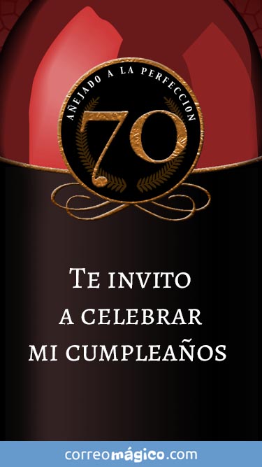 Tarjeta de Invitacion de Cumpleaos de 70 aos para whatsapp para enviar desde tu celular o computadora