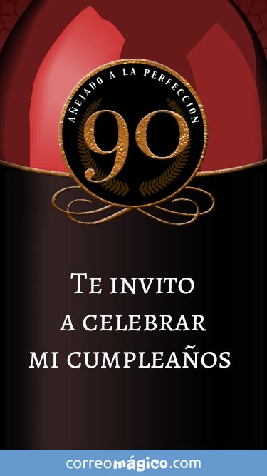 Tarjeta de Invitacion de Cumpleaos de 90 aos para whatsapp para enviar desde tu celular o computadora