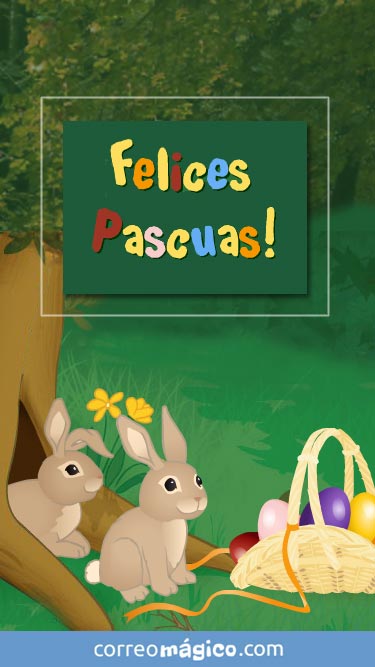 Tarjeta de Pascuas para enviar por whatsapp o descargar a tu celular. Texto: FELICES PASCUAS