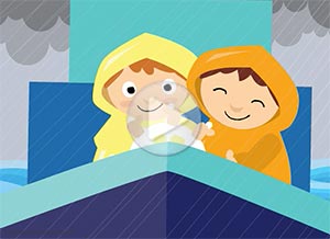 Tarjeta animada de Amistad. atravesando la tormenta juntos	