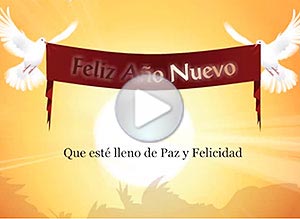 Tarjeta animada de Navidad. Un ao de Paz y Felicidad