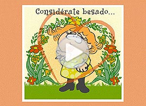 Tarjeta animada de Te mando un beso. Considrate besado	