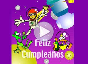 Tarjeta animada de Cumpleaños. cumpleaos espacial