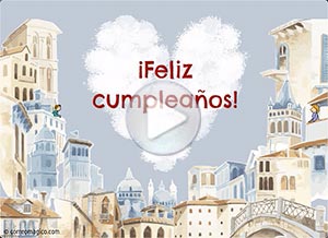 Tarjeta animada de Cumpleaños. Aunque hoy no podamos reunirnos