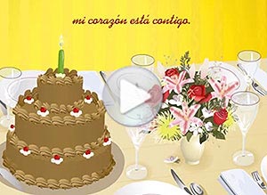 Tarjeta animada de Cumpleaños. mi corazn est contigo