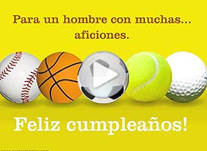 Tarjeta animada de . Para un hombre con muchas aficiones