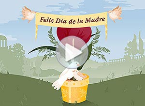 Tarjeta animada de Día de la madre. Feliz Da de la Madre