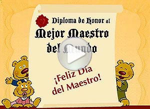 Tarjeta animada de Felicitaciones. Diploma al mejor Maestro