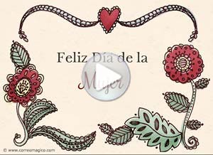 Tarjeta animada de Día de la mujer. amor y alegra