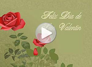 Tarjeta animada de San Valentín. Rosas rojas