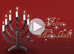 Tarjeta animada de Judaísmo. Alegra y felicidad en Hanukkah