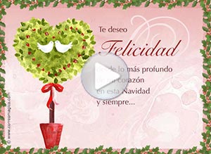 Tarjeta animada de Navidad. Te deseo Felicidad, mi amor