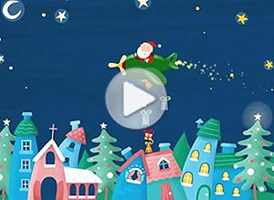 Tarjeta animada de Navidad. un mundo lleno de alegra