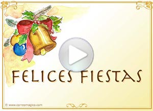 Tarjeta animada de Navidad. campanas de paz