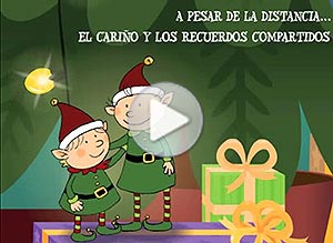 Tarjeta animada de Navidad. A la distancia