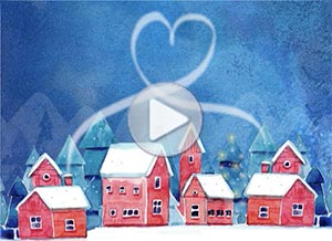 Tarjeta animada de Navidad. juntos en el corazn