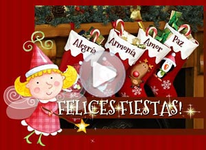 Tarjeta animada de Navidad. Felices Fiestas!