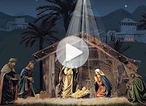 Tarjeta animada de Navidad. sagrada noche de paz