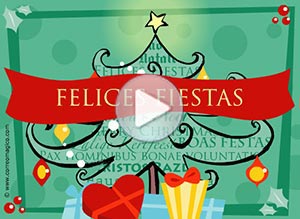 Tarjeta animada de Navidad. Felices Fiestas