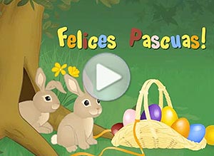 Tarjeta animada de Pascuas. conejitos
