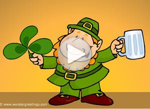 Tarjeta animada de St. Patrick. Don´t worry, beer happy!