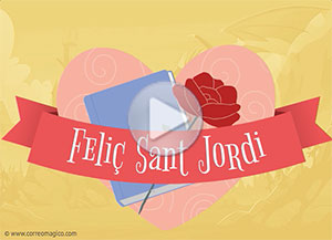 Imagen de Sant Jordi para compartir gratis. Rosas, libros y amor	