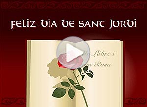 Tarjeta animada de Santos. Feliz Día de Sant Jordi