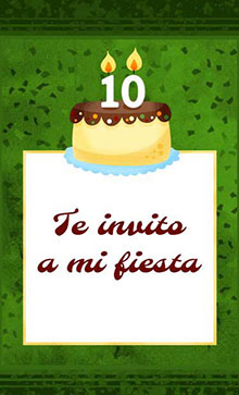 Tarjeta para invitar a cumpleaos de 10 aos. Te invito a mi fiesta