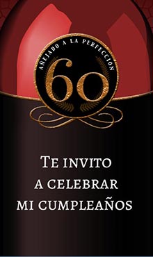 Tarjeta con etiqueta de vino para invitar a fiesta de cumpleaos de 60 aos. 

Texto: Aejado a la perfeccin. Te invito a celebrar mi cumpleaos