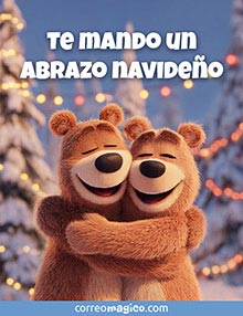 Tarjeta de Navidad gratis. Abrazo navideo