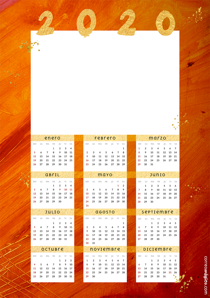 Calendario 2021 Para Personalizar E Imprimir O Compartir Calendario 2020 Pinceladas Calendario Anual correomagico calendarios para imprimir gratis