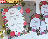 Set de invitaciones Jardin