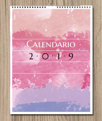 Calendario 2019 para imprimir. Acuarela