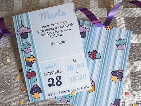 Set de Invitaciones de cumpleaos - Cupcakes