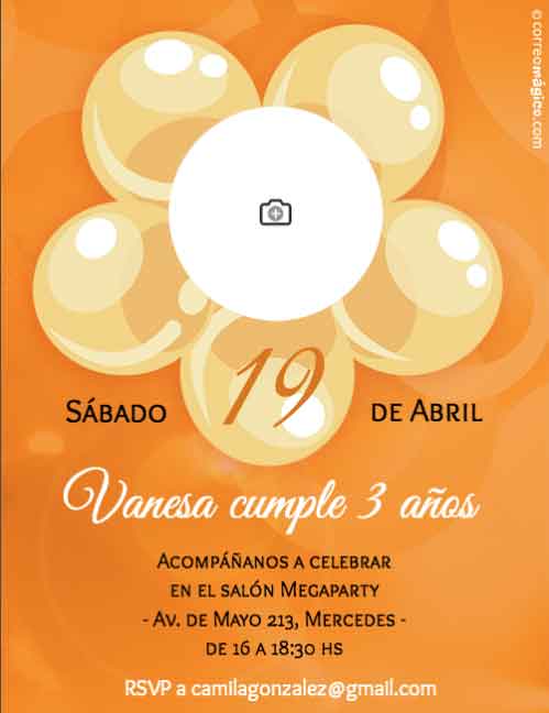 Invitacion para cumpleaos infantil. fotoinvcumple_flordeglobos