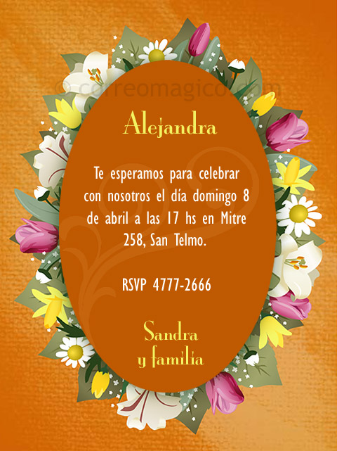 4 invitaciones con tarjetitas de ubicacin para la mesa. inv_flores