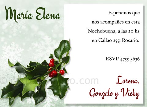 Tarjeta invitacin a Nochebuena. invnav_fotomuerdago