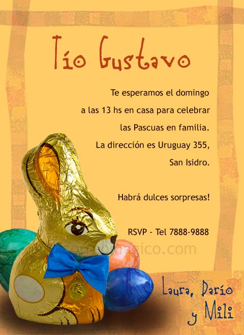 Invitaciones para Pascuas<br>
(9 x 12 cm) . invpascuas_choconejo
