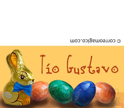 Tarjetitas de ubicacin 
para la mesa de Pascua<br>
(8 x 4 cm)
. tarjubicpascuas_choconejo