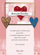 Tarjetas para imprimir de Aniversarios. Coraznes