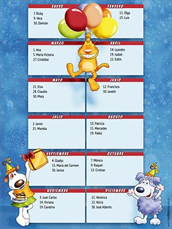 Calendarios de cumpleaos para imprimir. Calendario perpetuo de cumpleaos - Mascotas