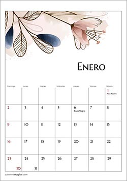 Tarjetas de cumpleaños para imprimir. Enero - Calendario 2022 “Flores”