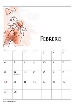 Tarjetas de cumpleaños para imprimir. Febrero - Calendario 2022 “Flores”