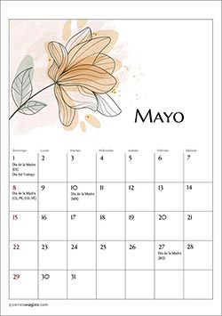 Tarjetas de cumpleaños para imprimir. Mayo - Calendario 2022 “Flores”
