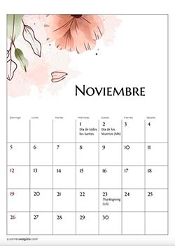 Noviembre - Calendario 2024 Flores