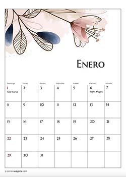 Enero - Calendario 2024 Flores